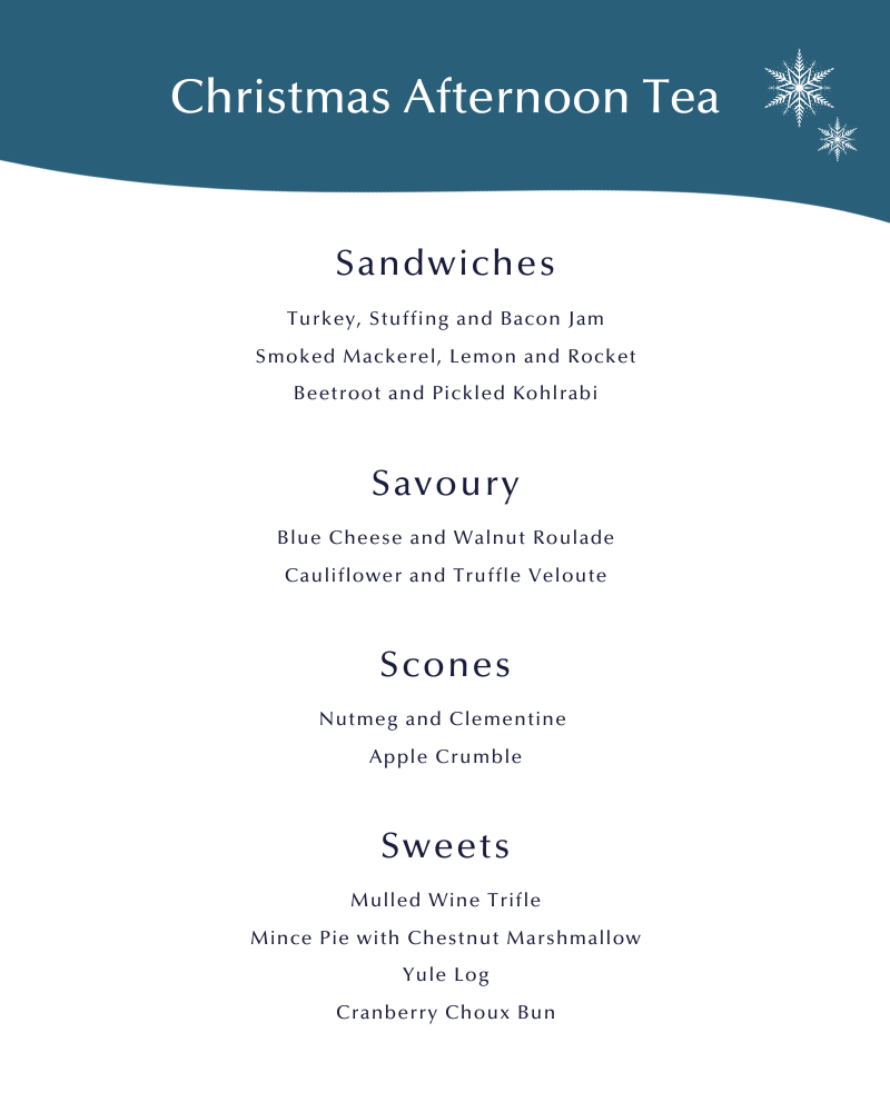 Xmas afternoon tea menu